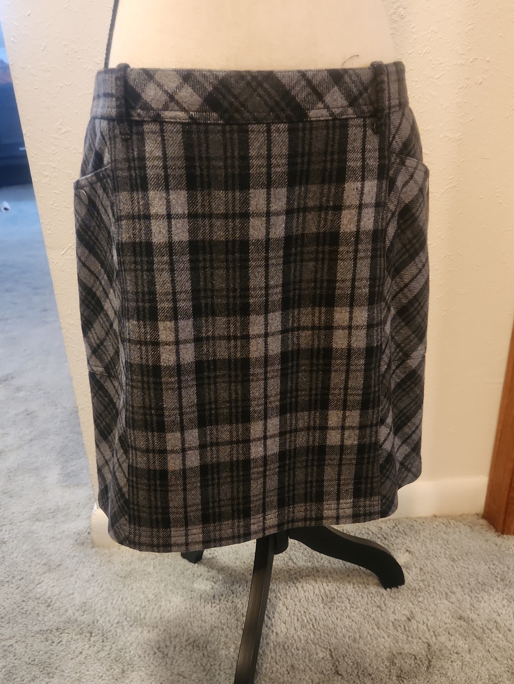 Eddie Bauer Gray Plaid Mini Skirt